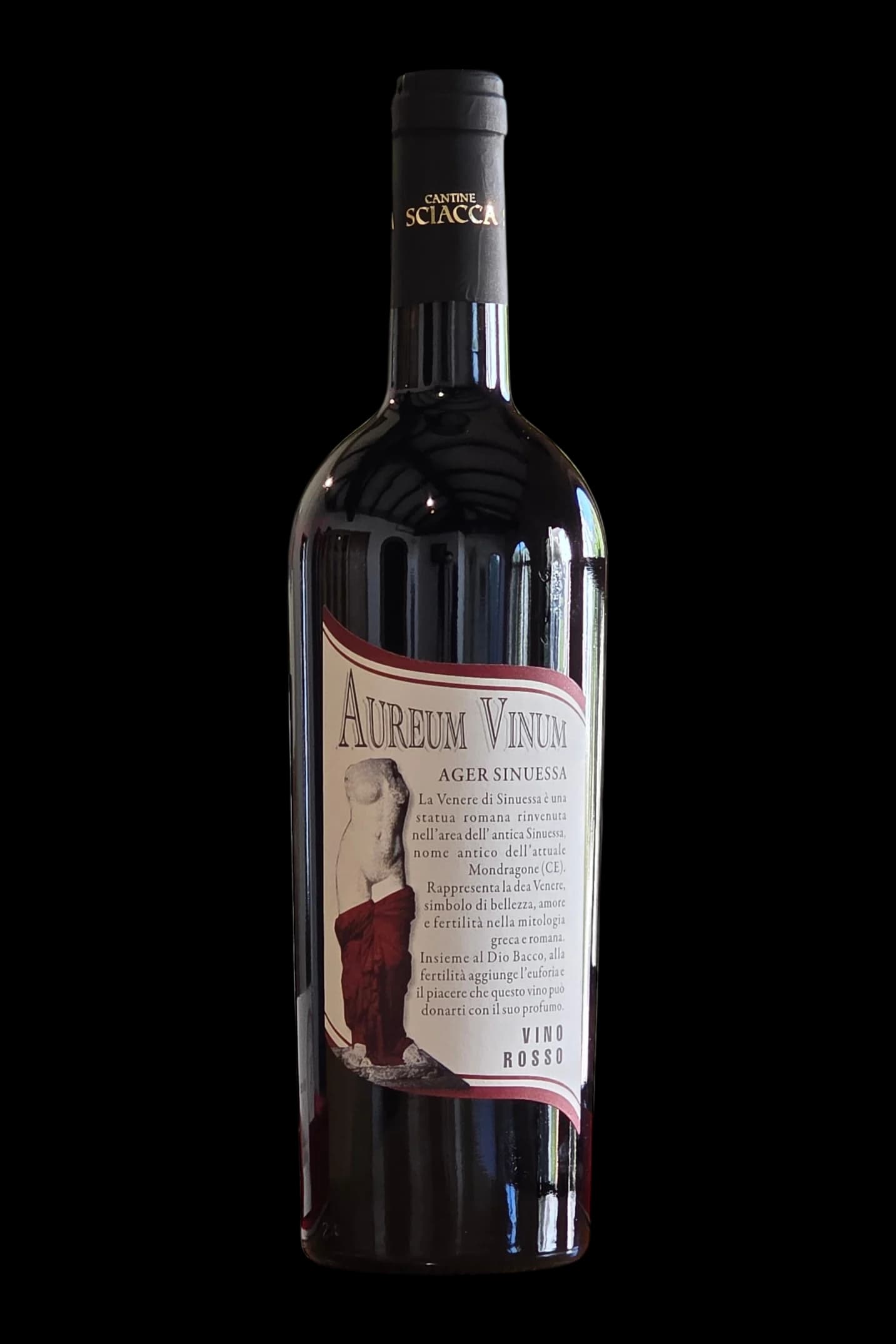 Aureum Vinum Rosso bottle, front label